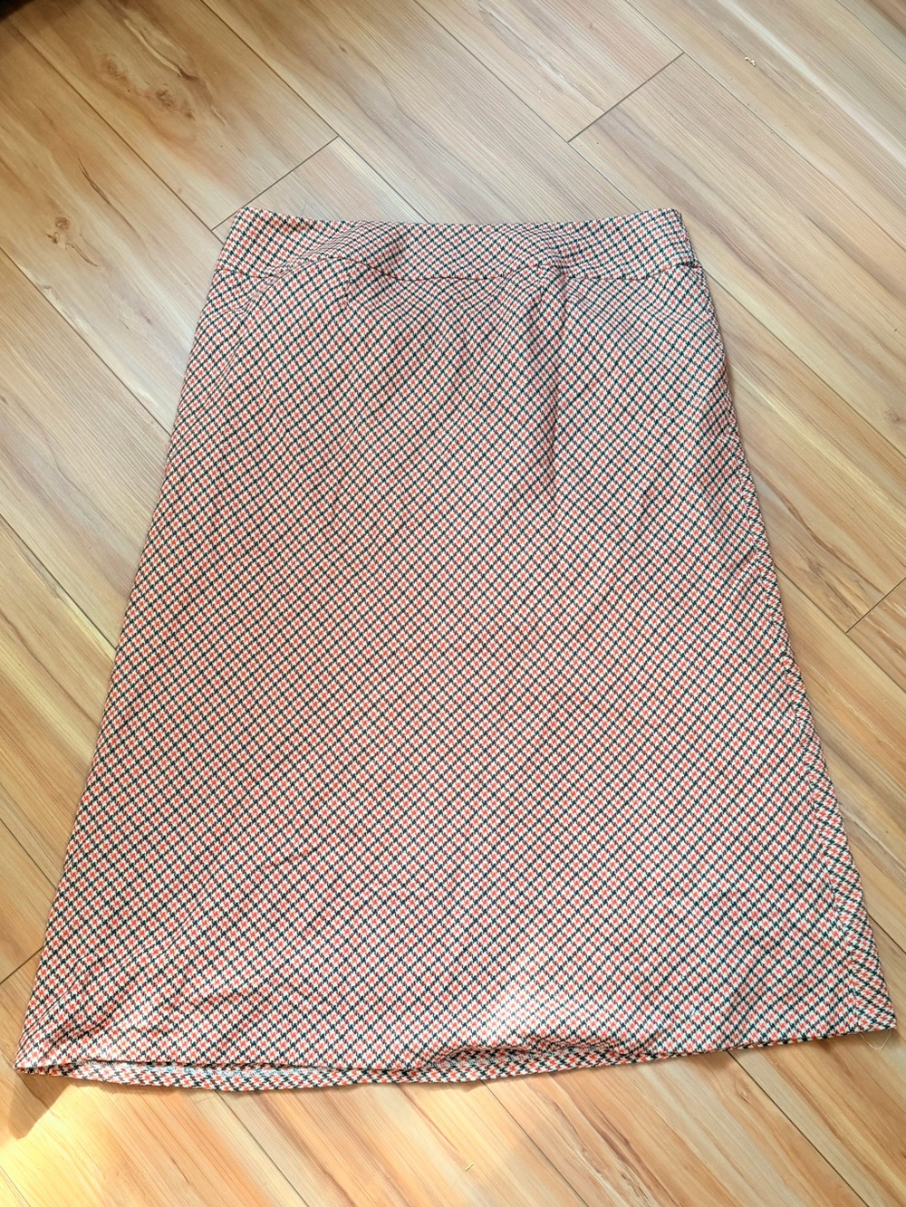 Talbots 16W Houndstooth Wool Blend Skirt | Orange Black White | Fall Preppy
